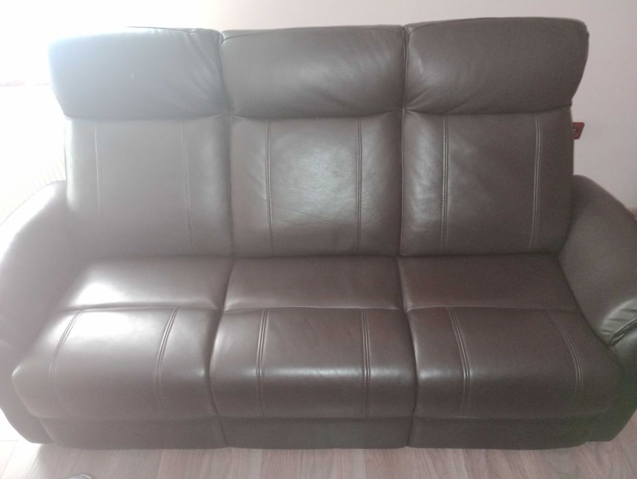 Sofa trójka plus dwa fotele z funkcją relaks skóra