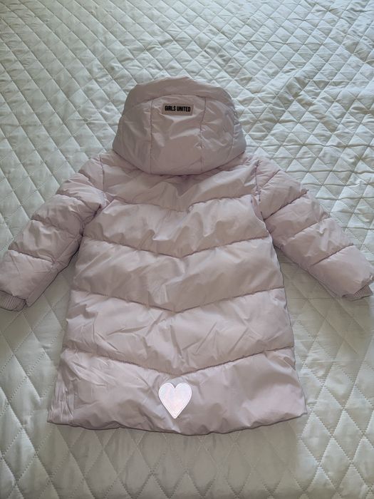 длинная курточка 98р. 2-3г. Теплая розовая парка