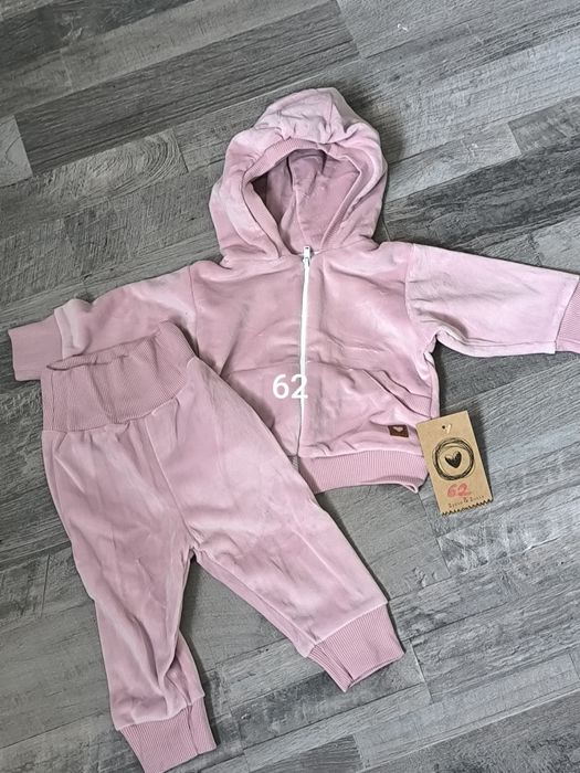 Komplety welurowe różowy niebieski likwidacja sklepu 62 68