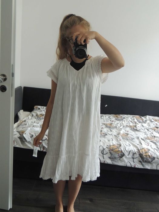 biała bawełniana zwiewna sukienka co'couture L/XL wiskoza