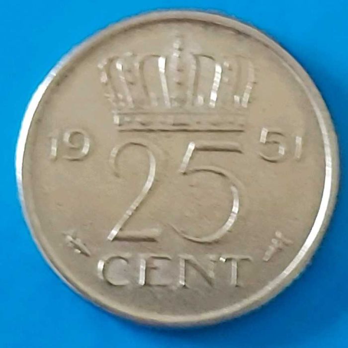 25 Cêntimos de 1951  Rainha Juliana dos Países Baixos
