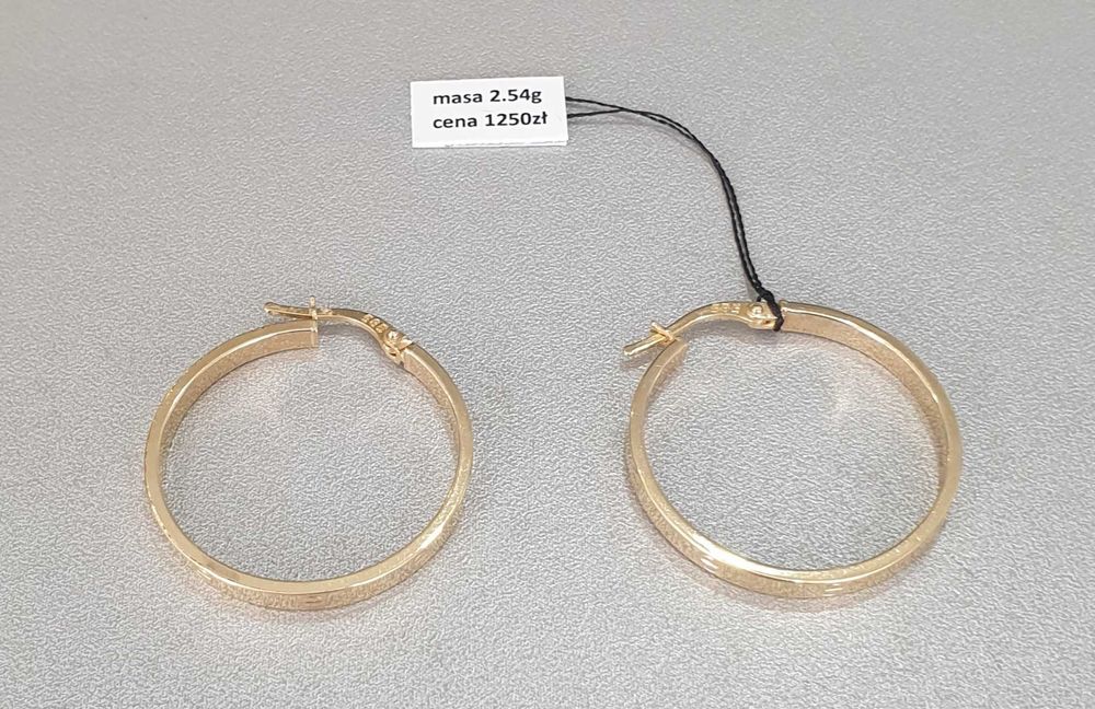 Złote kolczyki pr.585 waga 2.54g 29mm nowe