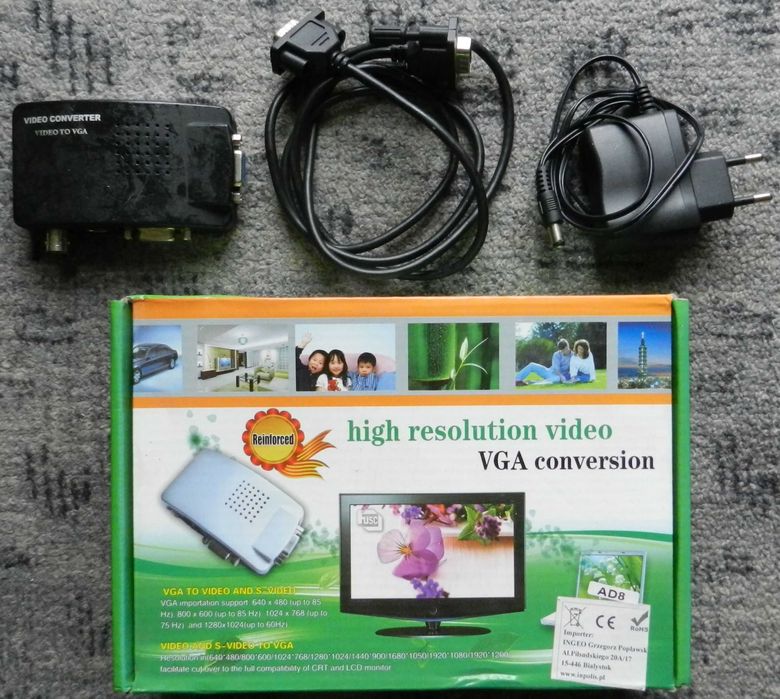 Konwerter sygnału s-video BNC composite do VGA, TV monitor