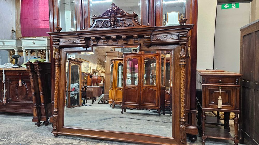 Antyk Stare Piękne Lustro Rzeźbione Drewno ,,cudo,, bardzo duże.