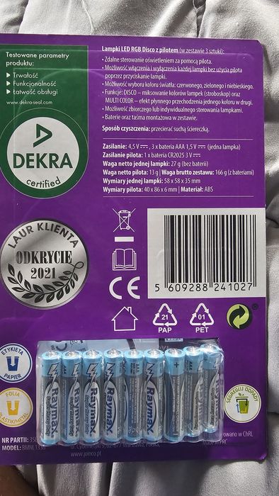 Komplet 3 lampki led RGB swiatelka