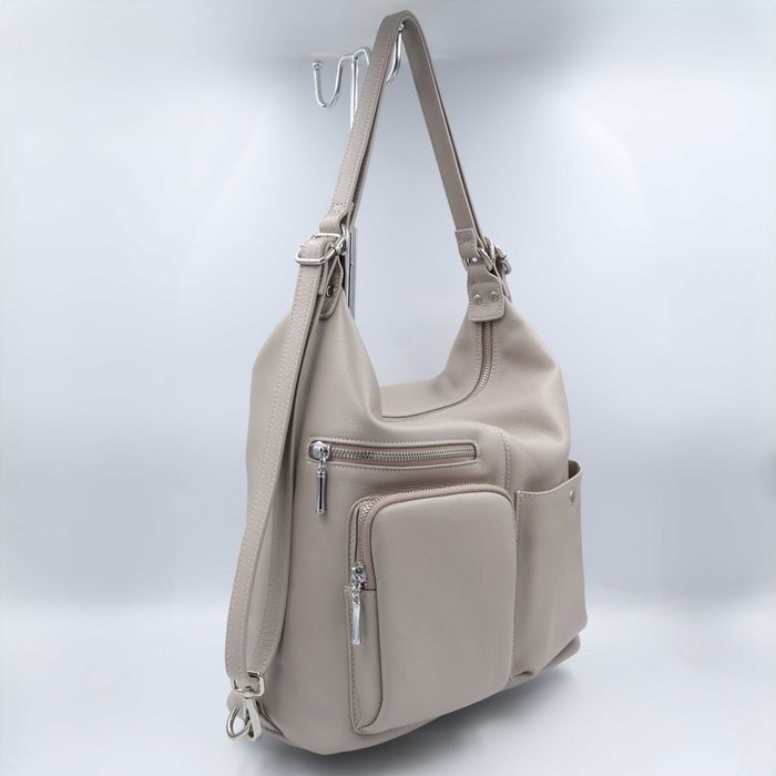 Сумка жіноча шкіряна leather 900121 light gray Сумка женская кожаная сумка рюкзак