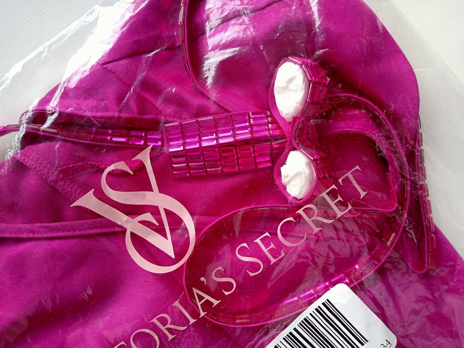 Victoria's Secret пеньюар комбинация XS Very Sexy Crystal Bow Satin Mini Slip Dress