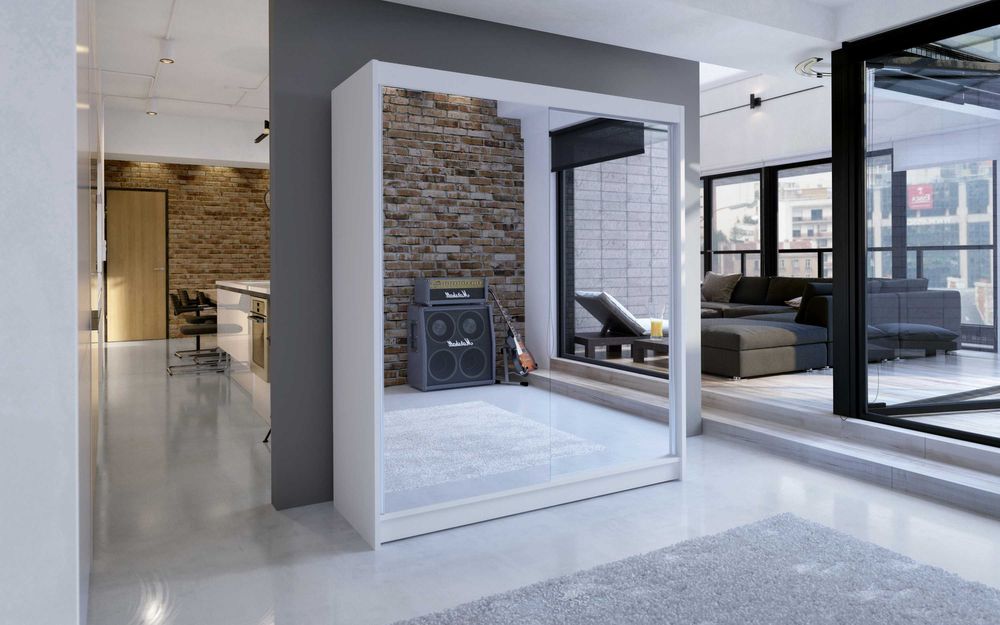 Szafa przesuwna COSTA X garderoba z lustrem 150 cm drążek półki