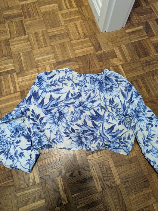 Bluzka z długim rękawem len H&M L damska
