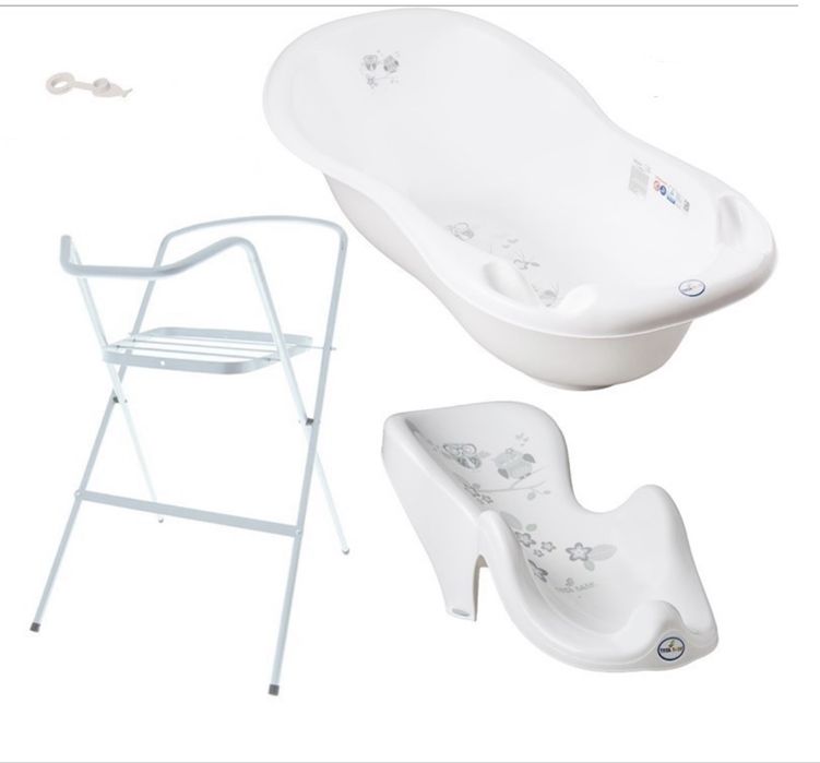 Ванночка 86 см. Комплект для купання дитячий «Сова» білий (Tega Baby).