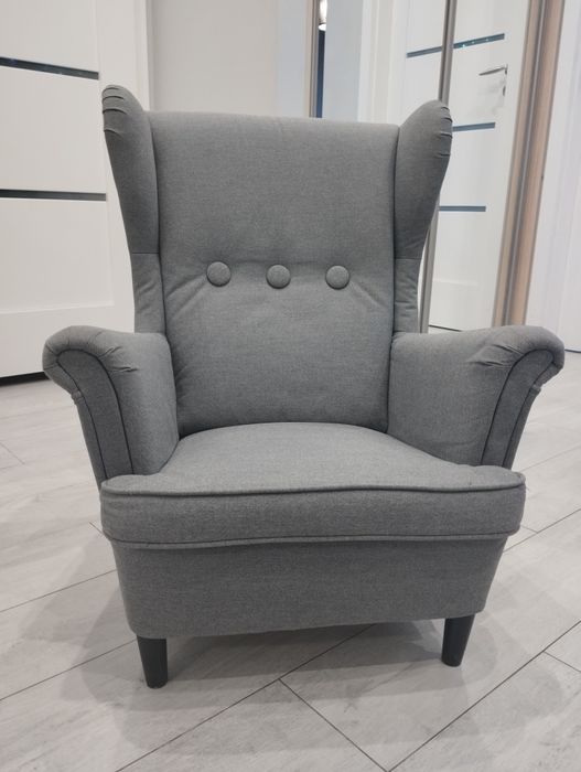 IKEA STRANDMON Fotel dziecięcy Visske szary