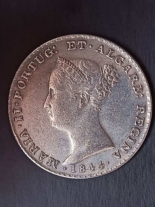 500 reis 1844 d. Maria II Prata Antiga Portuguesa