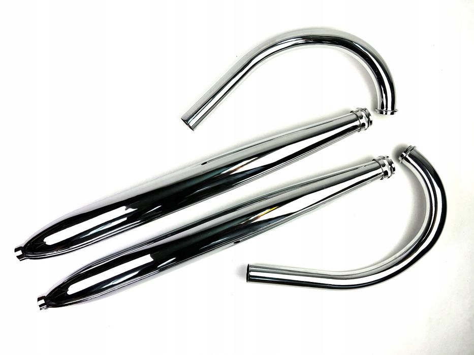 Tłumiki kolanka Jawa 250 typ 353 cygaro nakrętki Duells zestaw komplet