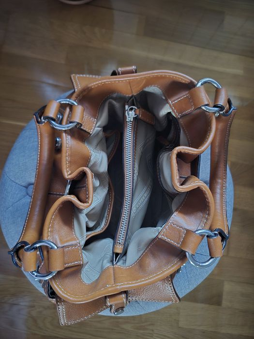 Karen Millen torebka skóra naturalna karmelowy brąz