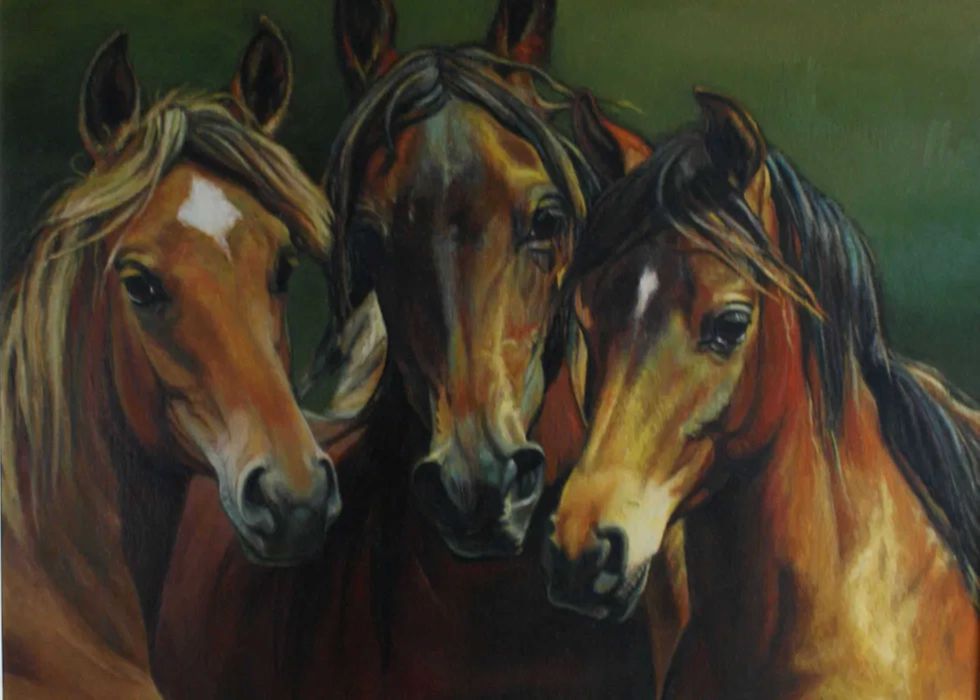 Konie, obraz olejny na płótnie 120 cm x 100 cm