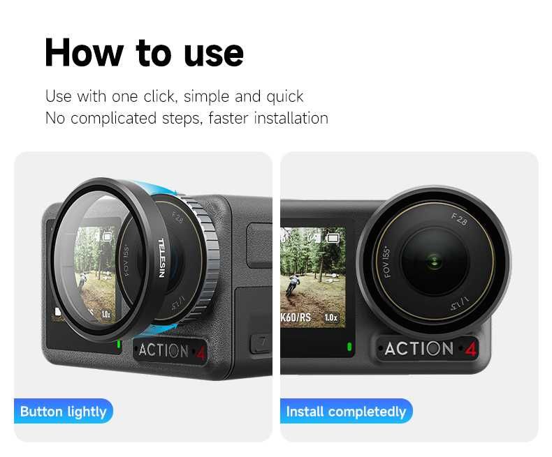 Zestaw filtrów TELESIN do obiektywu kamery DJI OSMO Action 3 4 5 PRO