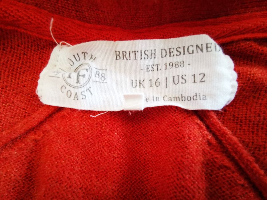 Sweter, kardigan wełniany, fatface, rozmiar 16, 44, XXL