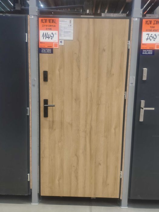 Drzwi wejściowe wewnątrzlokalowe Zeus 90 cm prawe dąb grand/black 699zł