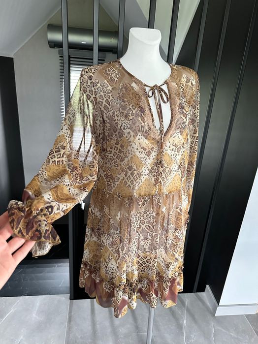 Marsala lekka sukienka tunika zwierzęcy print rozm. uni