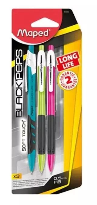 Ołówek aut. Blackpeps long life 0.5mm HB 3szt. Nowy Produkt