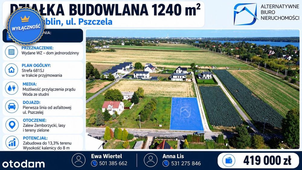 Działka budowlana|WZ|blisko Zalew Zemborzycki