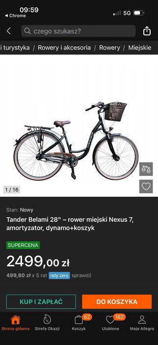 Rower damski czarny mat jak nowy
