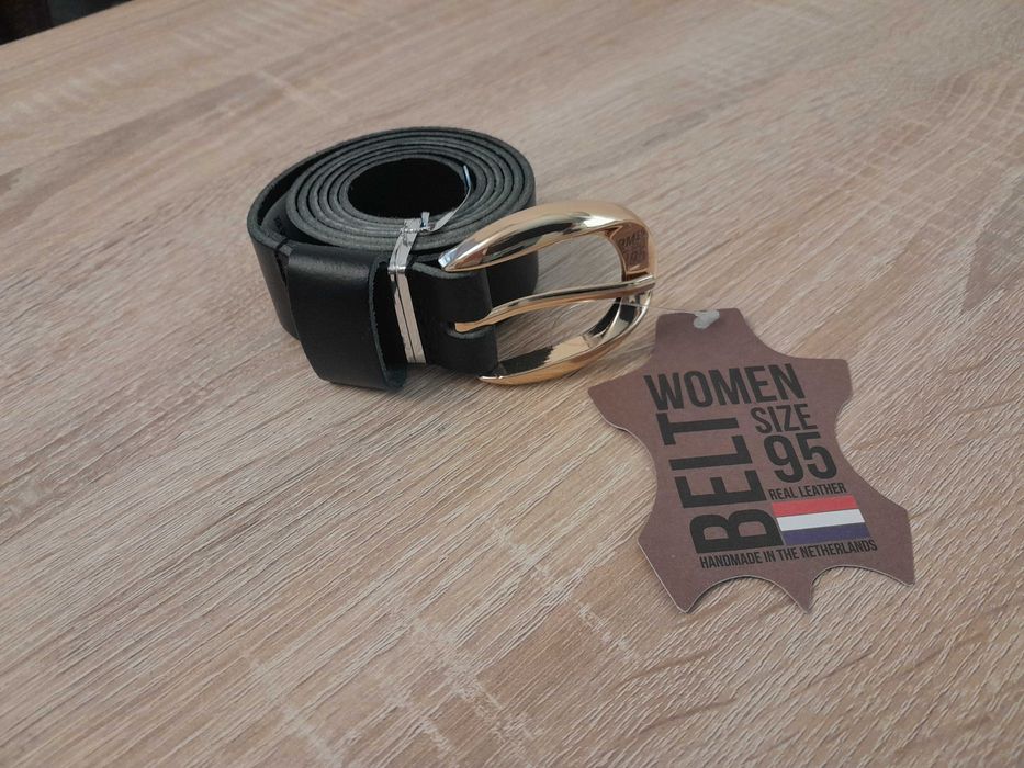 Nowy pasek damski z Holandii/ Fancy Style/czarny/95 cm/ klamra złota