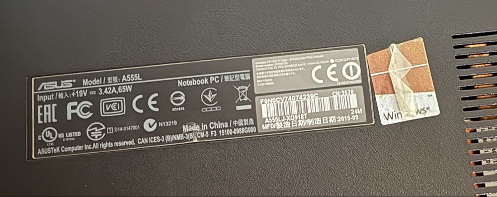 Laptop ASUS A555L (15,6") / Windows / Sprawny / Do biura, nauki, filmów