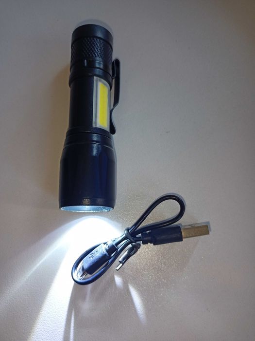 Фонарик аккумуляторный 3 режима, регулировка фокуса.