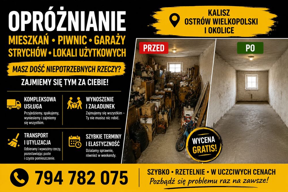 Opróżnianie mieszkań • piwnic • garaży • strychów