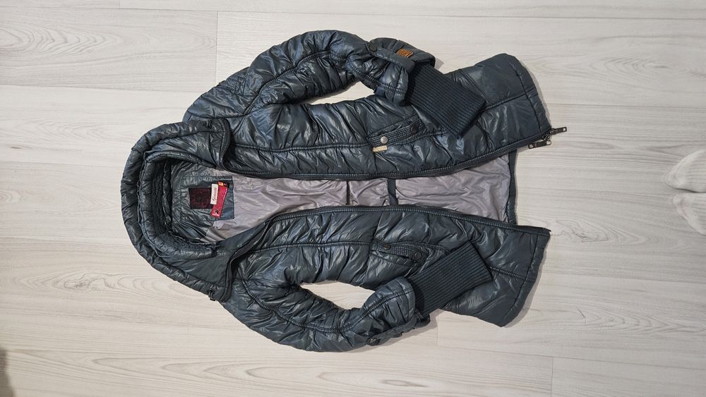 Pikowany płaszcz Khujo kurtka L 40 zara tommy 38 m Szara połyskująca