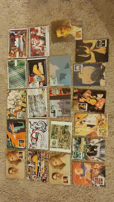 21 postais com selo e carimbo 1º dia - Pintores Portugueses