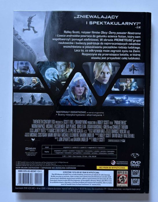 Prometeusz DVD Film Oryginalny Science Fiction Lektor PL Ridley Scott