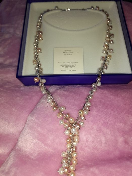 Colar de prata e pérola Italiano