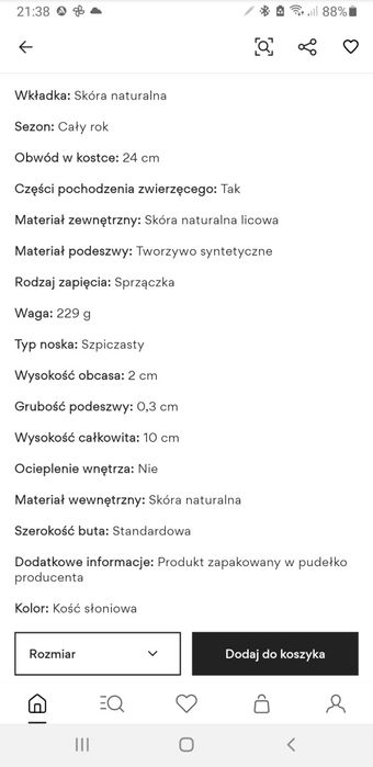 Baleriny skórzane Eva Minge 39 Żdżary •