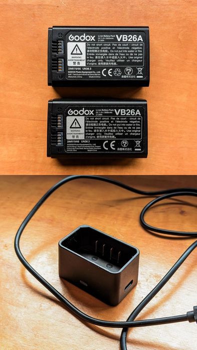 2 Baterias Godox VB26A e Carregador Godox VC26 USB