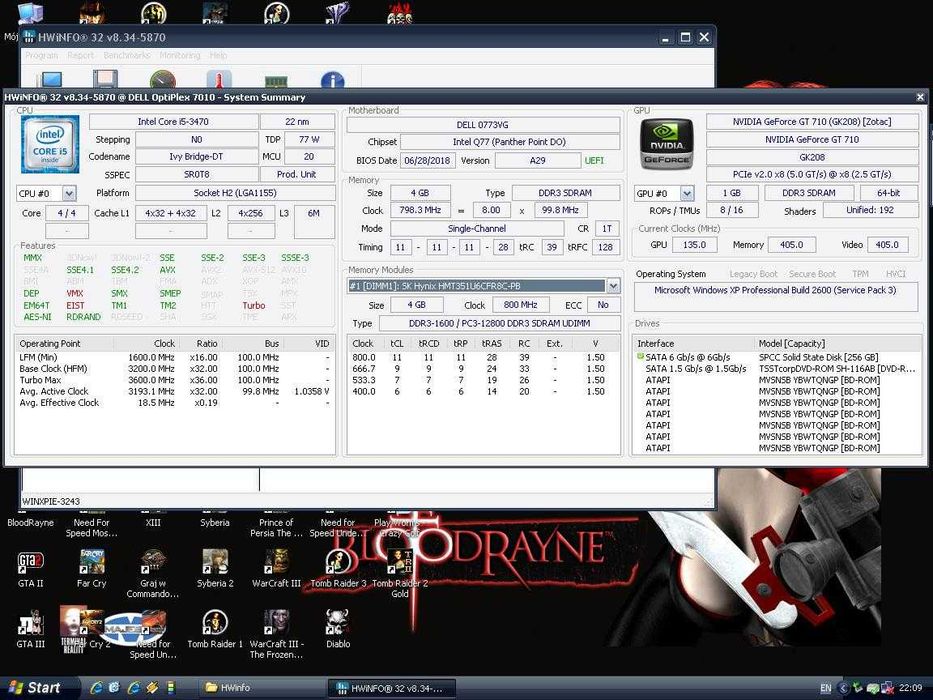 *** RETRO Zestaw - Dell 7010 / i5 - 4x3.2GHz / 4GB DDR3 / GT710-1GB / WinXP ***