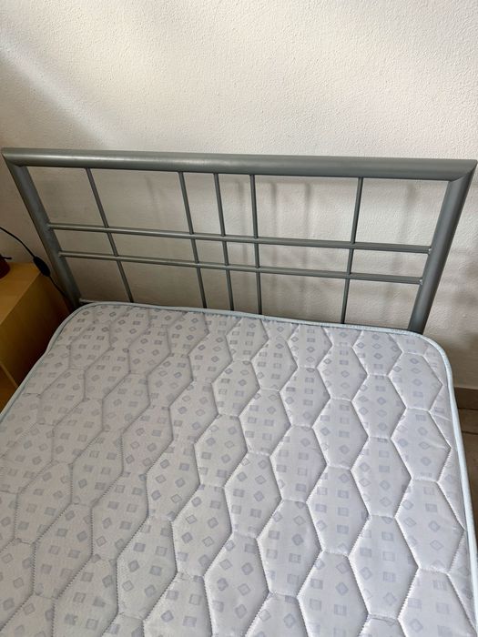 Cama solteiro metal + colchão novo
