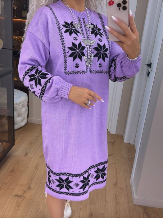 Жіноча стільна вязаная Сукня з орнаментом. 44-58р