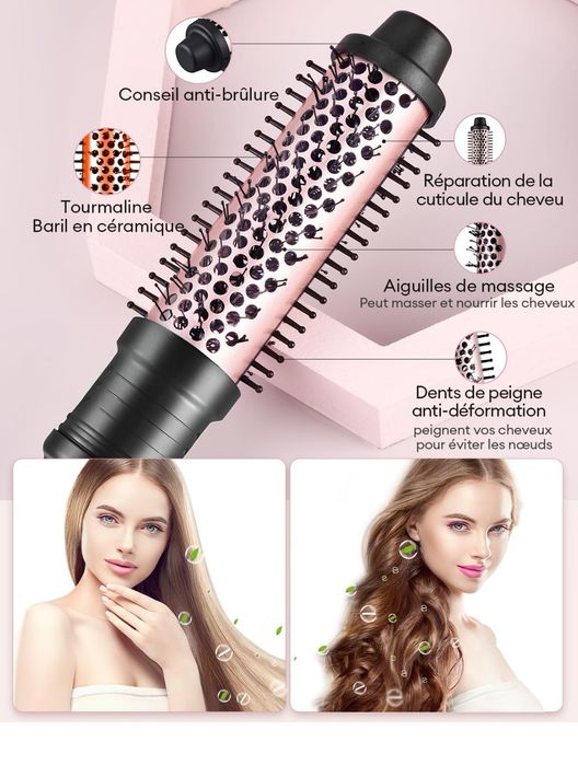 Szczotka dmuchająca 2 w 1, lokówka z wymiennymi głowicami