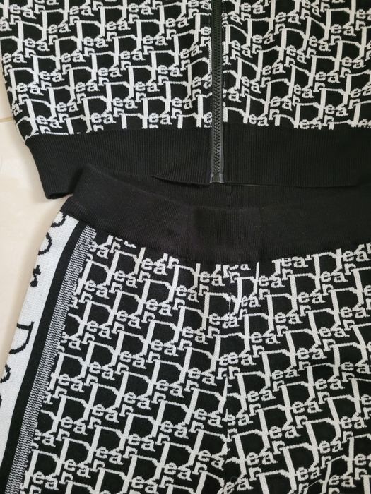 Dres komplet dzianinowy bluza+spodnie S/M napisy
