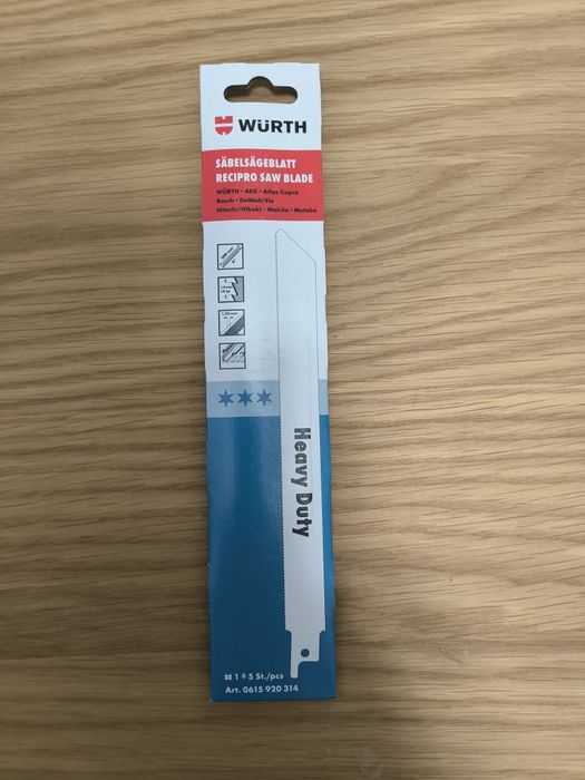 Wurth, 5x brzeszczot do piły szablastej, metal, 3 gwiazdki, heavy duty