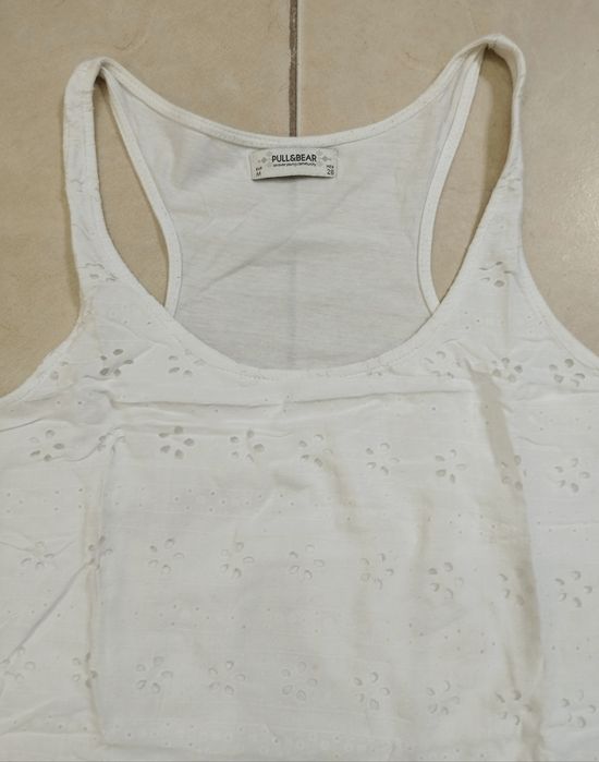 Top branco rendado Pull&Bear