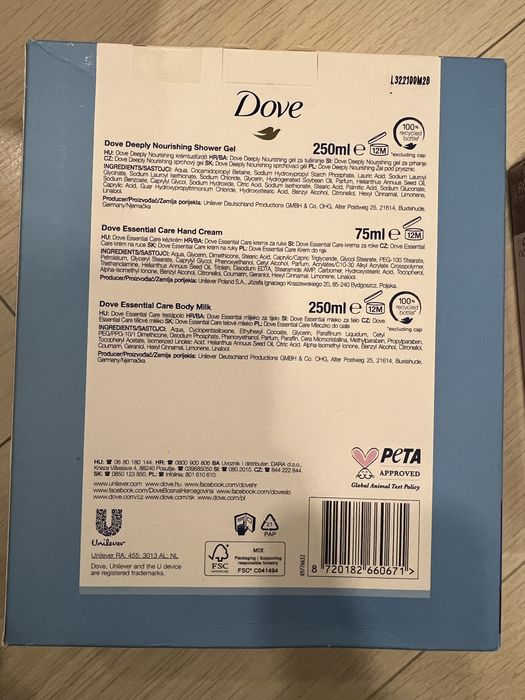 Dwa zestawy kosmetykow dove & rose oil