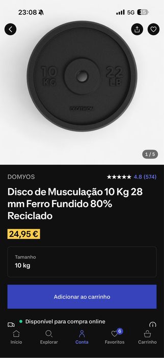 Anilha 10kg decathlon
