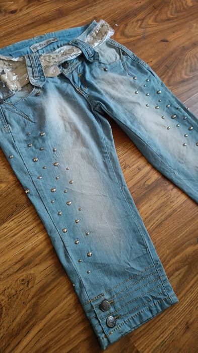 Jeansowe rybaczki z ćwiekami S