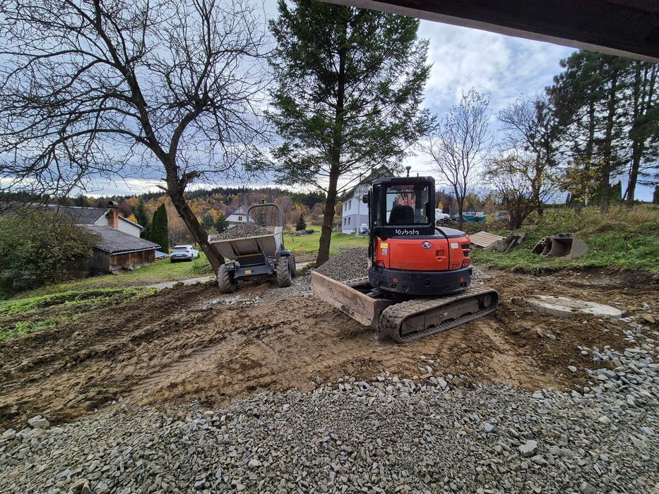 Prace ziemne Usługi koparkami transport roboty ziemne minikoparka