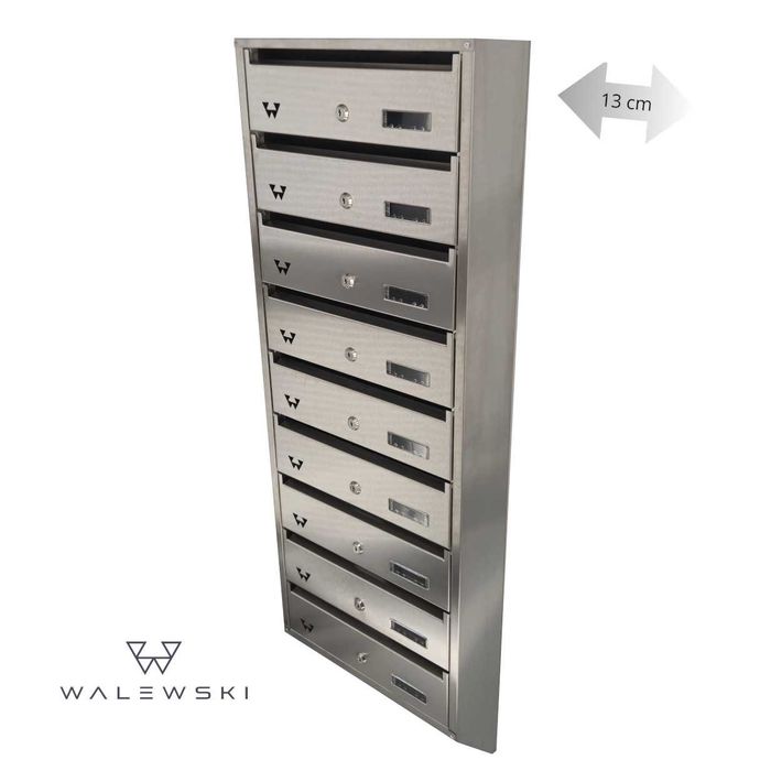 Skrzynka lokatorskie nierdzewne Slimbox - Skośne 13 cm