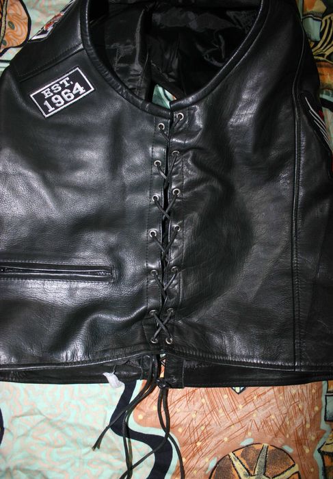 Мото жилет Blues Bros шкіряний мото жилет для байкера Harley Davidson