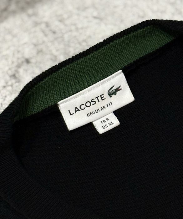 Lacoste czarny sweter męski V-neck Regular Fit XL – stan idealny!